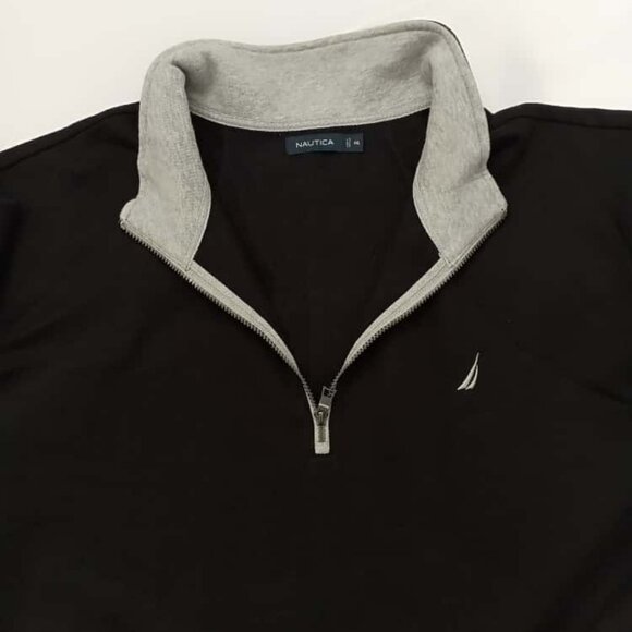 Nautica Men's Black Quarter-Zip Pullover Sweatshirt. 4XL - Picture 1 of 7